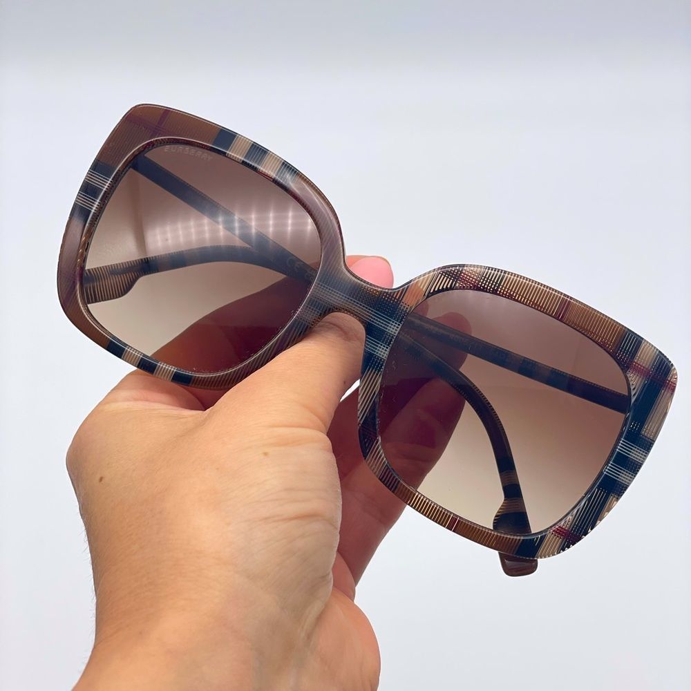 BRAND NEW BURBERRY BE4323 Caroll 400513 Check Brown/Gradient Brown Sunglasses